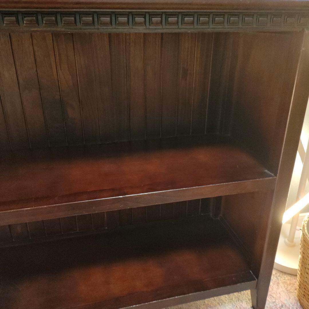 アジアン家具 木製 キャビネット 飾り棚 AVボード 彫刻 花模様 マホガニー色