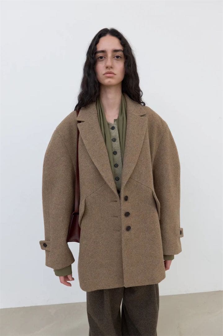 Ethos ウール混合ブラウンジャケット