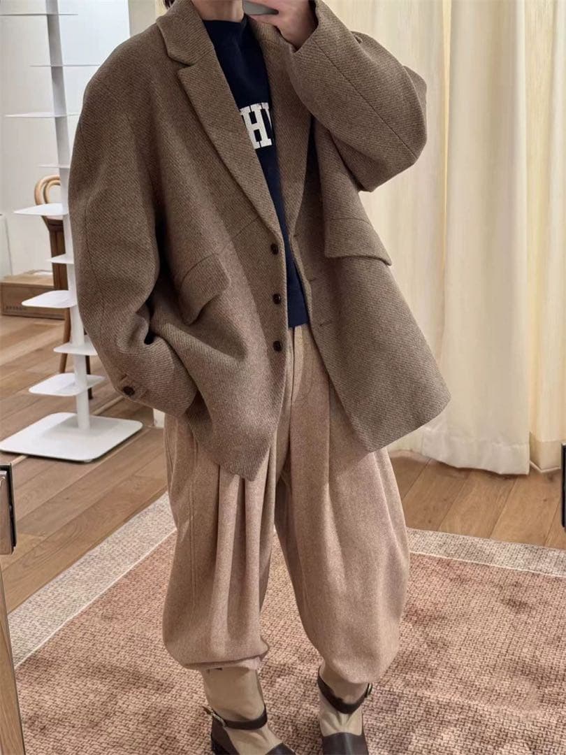 Ethos ウール混合ブラウンジャケット