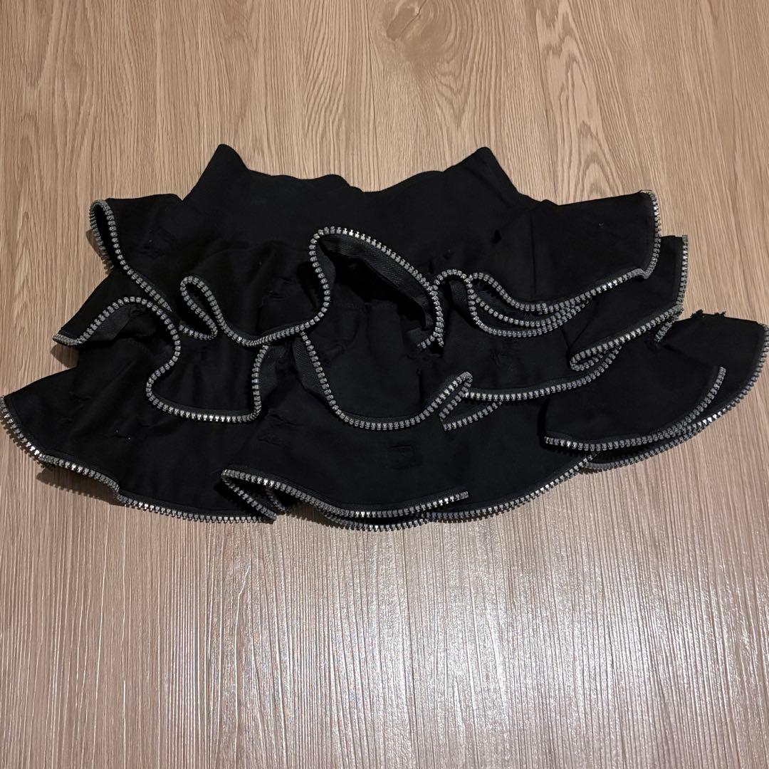 GLAVIL フリル ジップミニスカート　ブラック