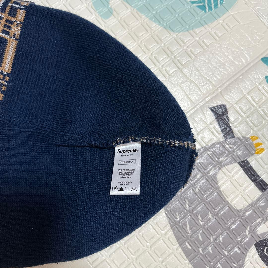 Supreme チェック柄 ニット帽
