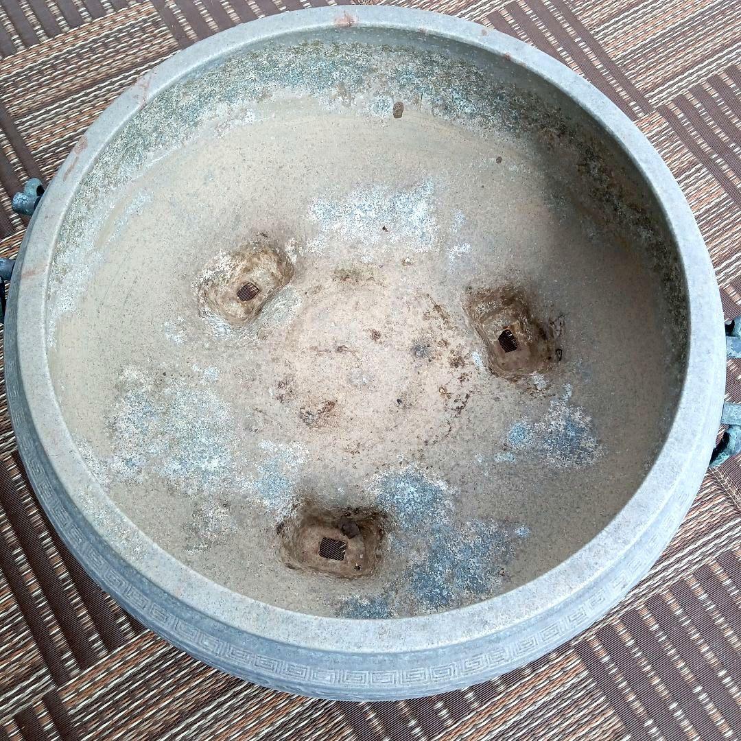 •青銅製火鉢••プランター　ビンテージ•ジャンクガーデン　レトロ火鉢　大きめ