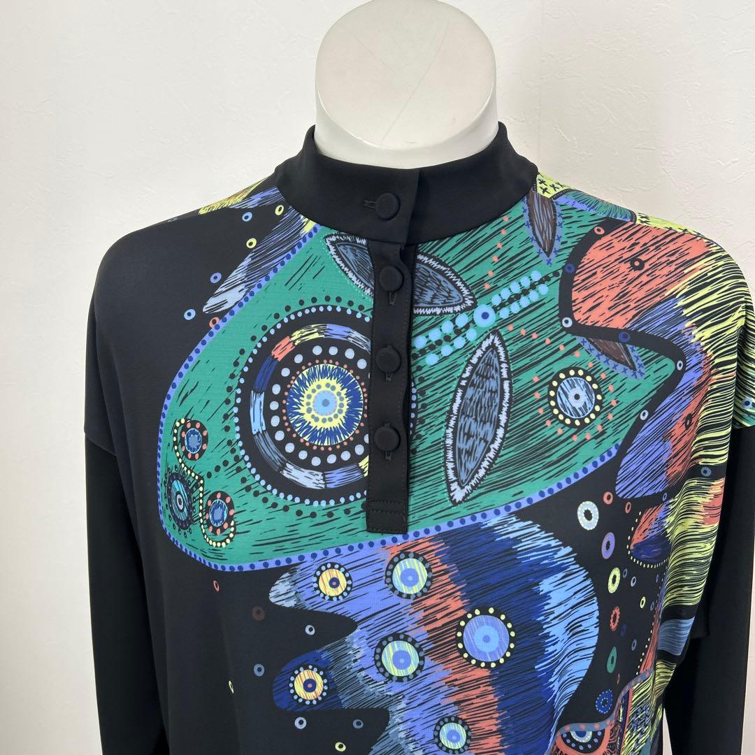 長袖チュニック 抽象模様 黒