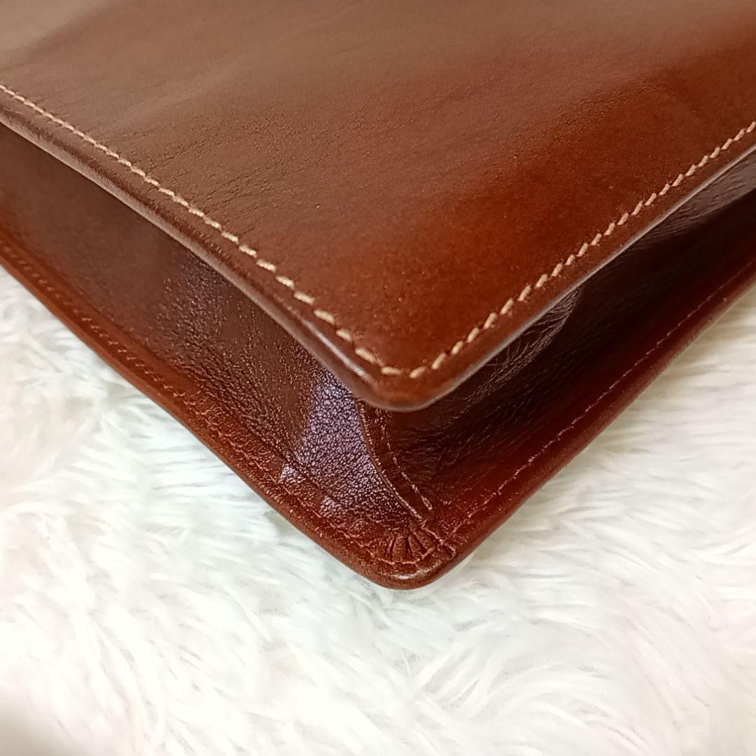 【美品】ゴールドファイル ブリーフケース オールレザー ブラウン ビジネスバッグ