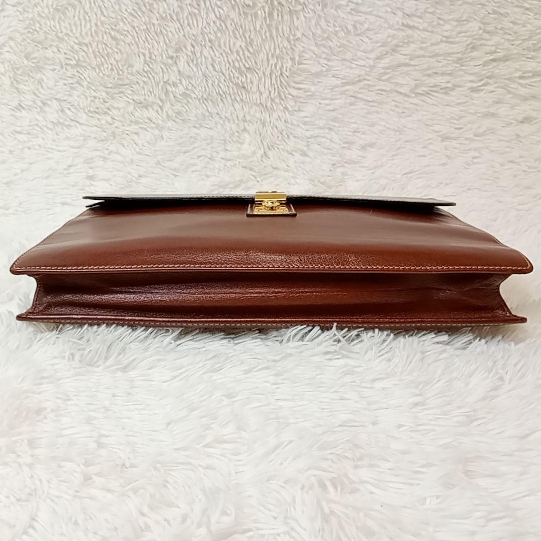 【美品】ゴールドファイル ブリーフケース オールレザー ブラウン ビジネスバッグ