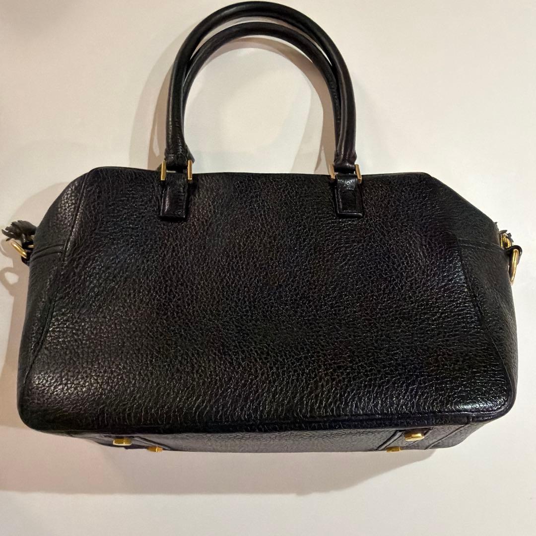 ロ*ェ様 アニヤハインドマーチ　ブラックレザー ハンドバッグ　カーカー