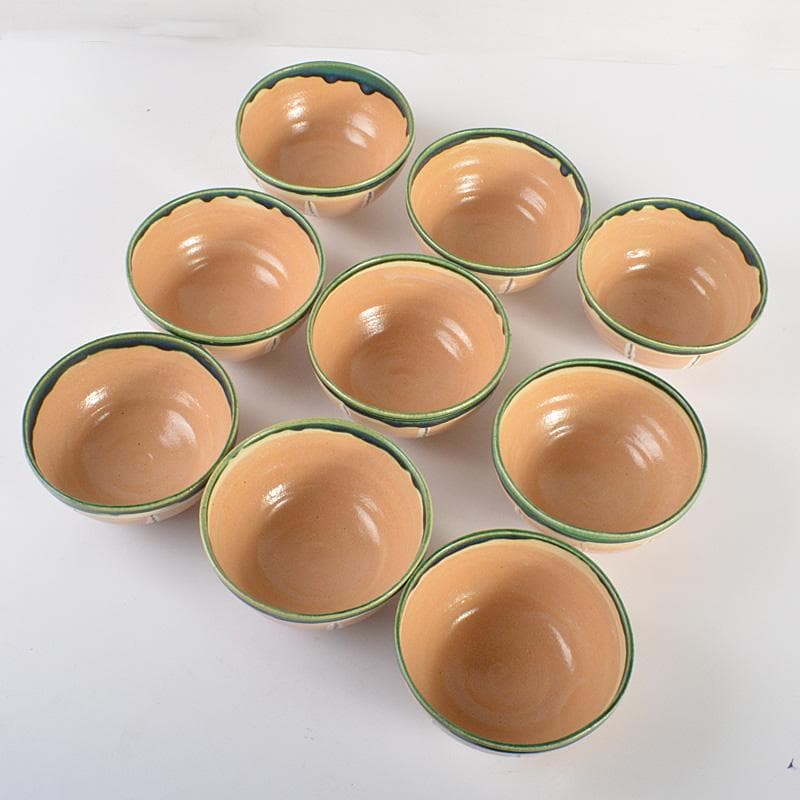 茶道具　桃山窯　林英二造　赤織部　数茶碗　９客　共箱　V　6116C