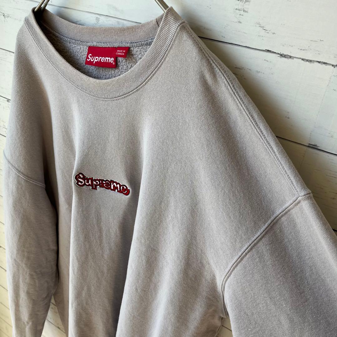 【XXL相当】シュプリームスウェット【グレー】ワンポイントロゴ⭐︎トレーナー