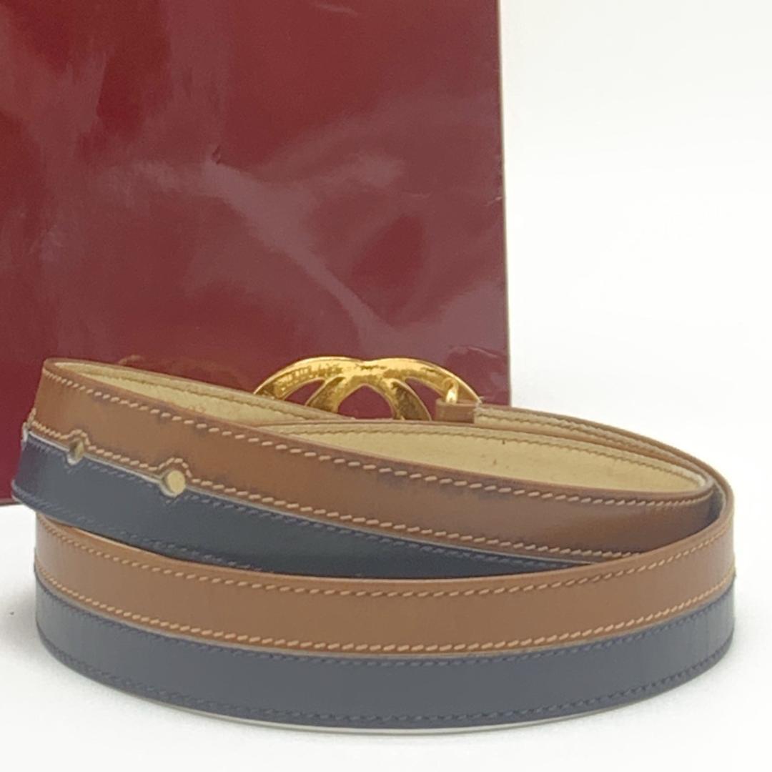 グッチ ベルト 本革 レザー バックル ゴールド金具 インターロッキングG