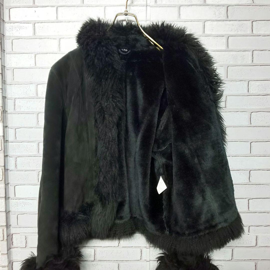 【リアルムートン】レザーコート ムートンジャケット ピッグレザー 短丈 y2k