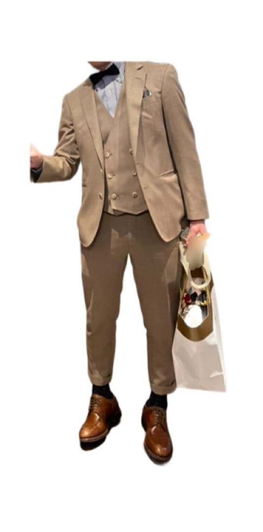 【銀座グローバルスタイル】ドラゴ 3ピーススーツ ベージュ