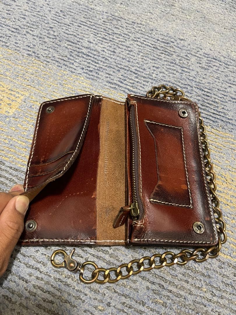 トラッカーウォレットチェーン、キーリング付き。 長財布バイカーウォレット。