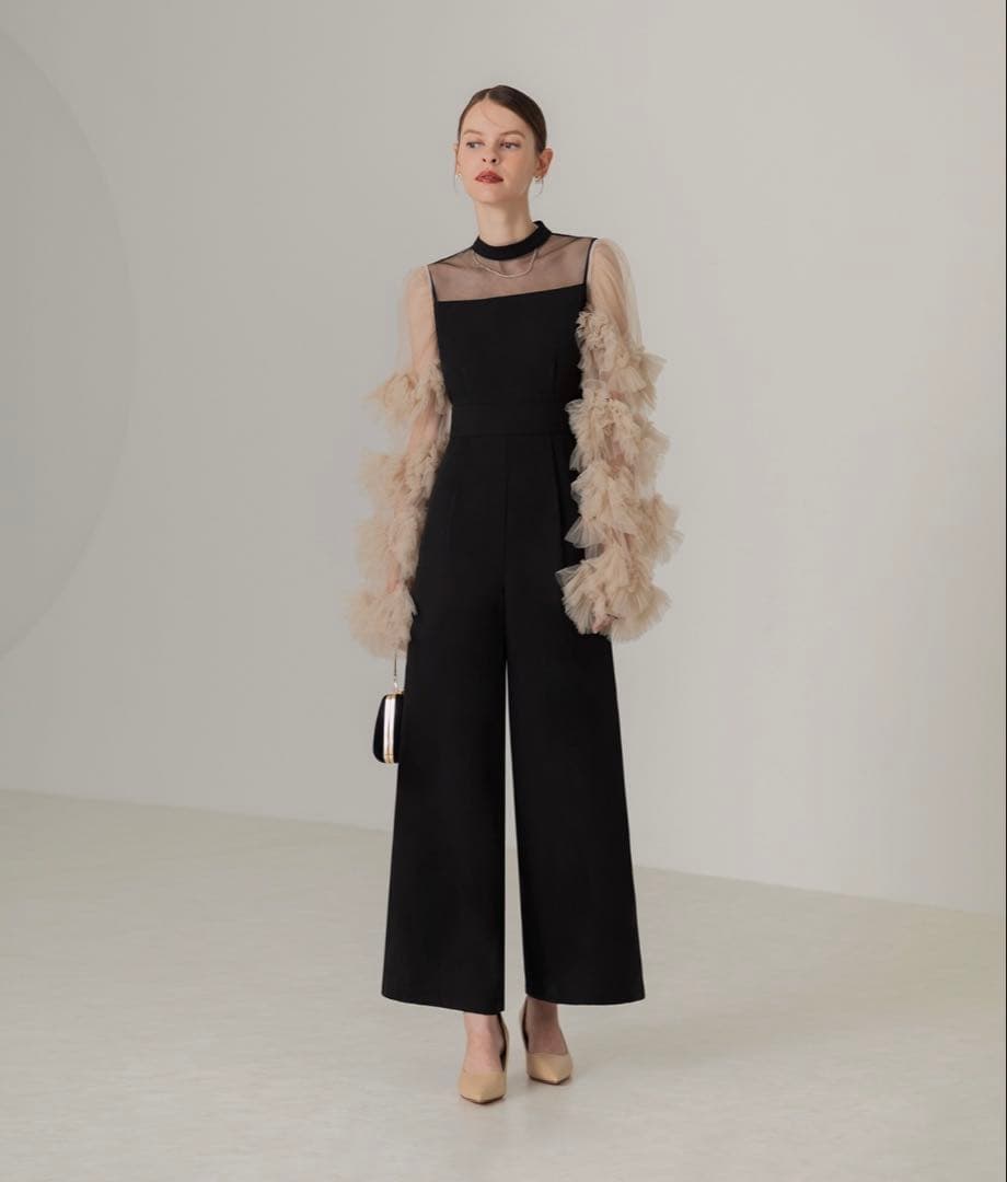 【完売品】Leja ボリュームチュールスリーブオールインワンパンツドレス