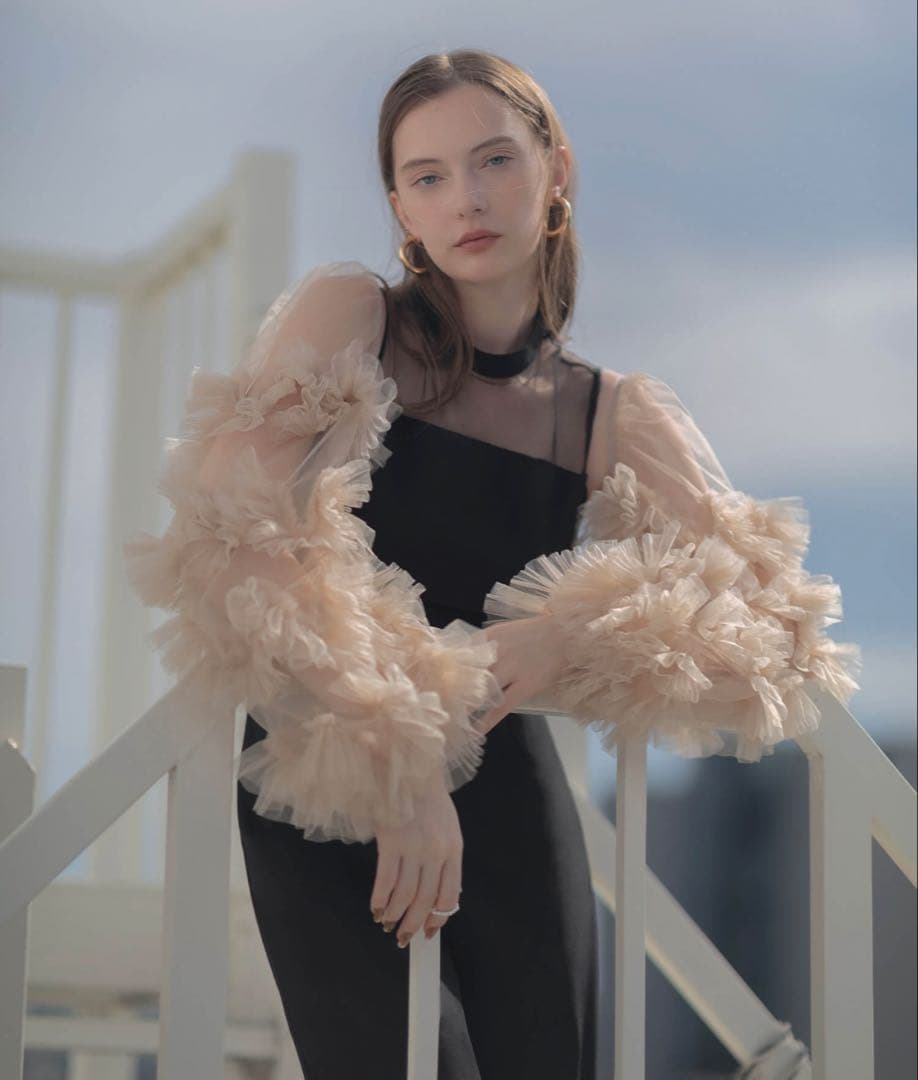 【完売品】Leja ボリュームチュールスリーブオールインワンパンツドレス