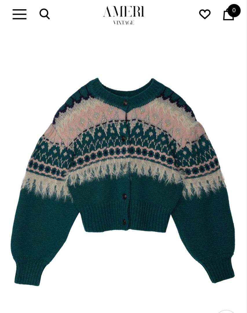 AMERI VINTAGE ノルディック柄カーディガン