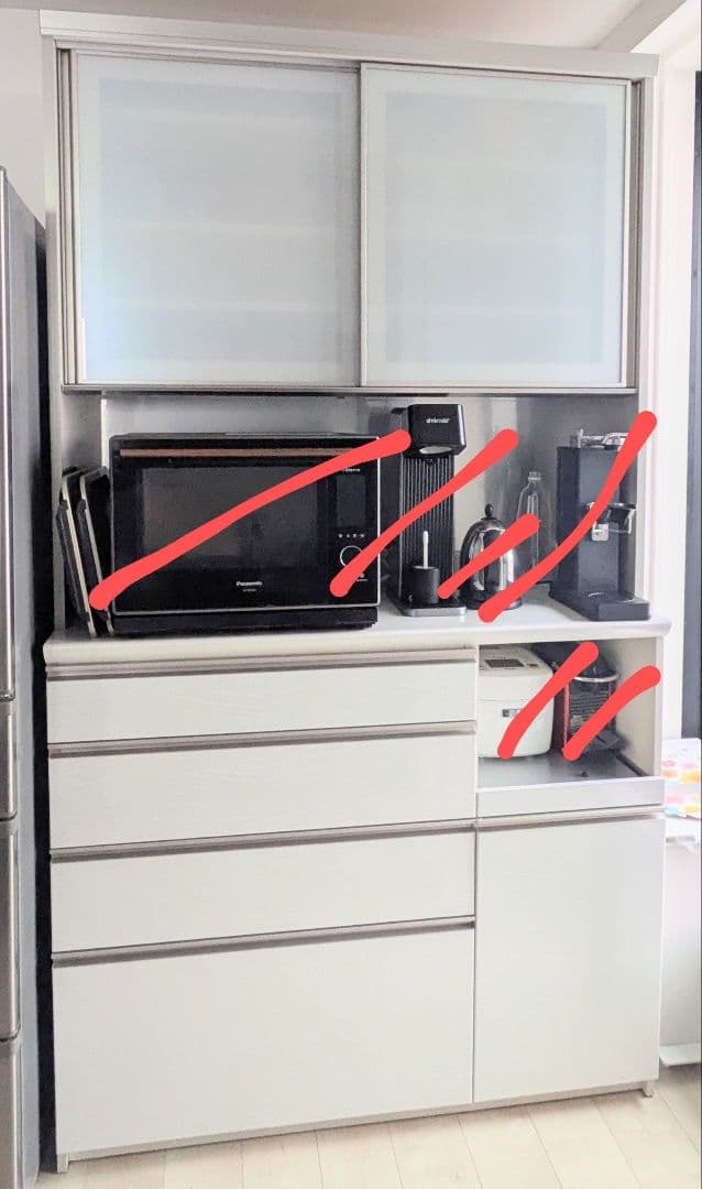 【パモウナ】キッチン食器棚 W1200×D349×H1022mm　5/5出品