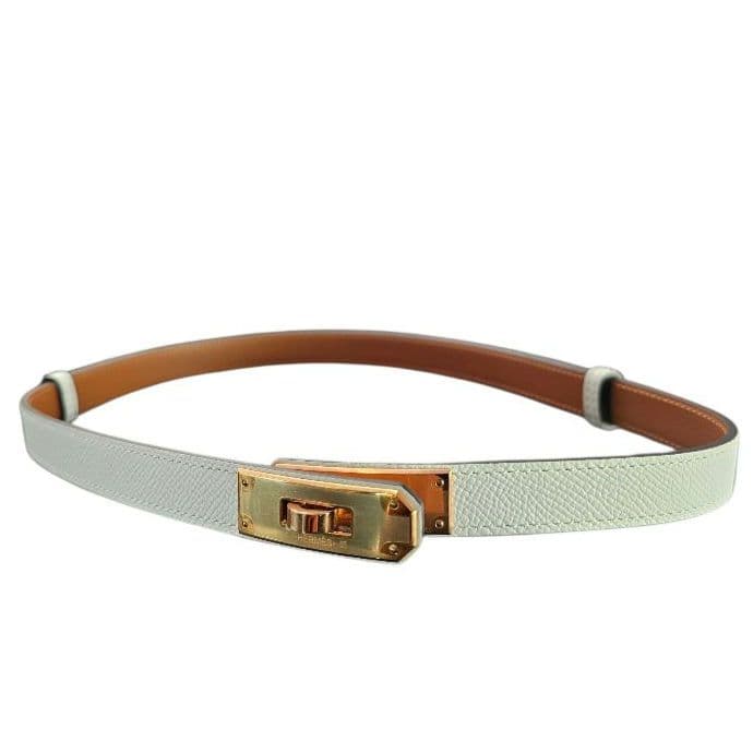HERMES ケリーベルト　ホワイトレザーベルト ピンクゴールド金具