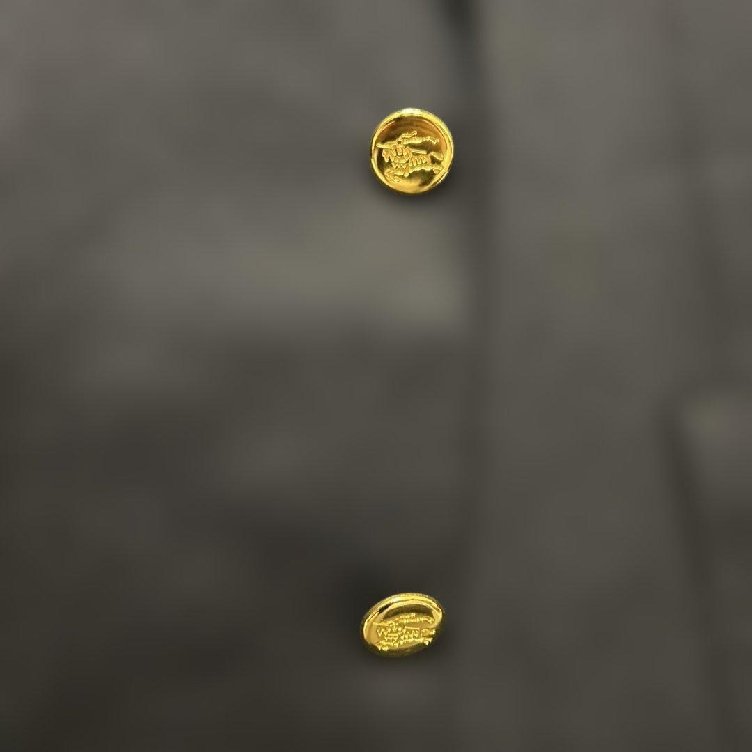 90s Burberryテーラードジャケット　エンブレム刺繍　金ボタン　紺ブレ