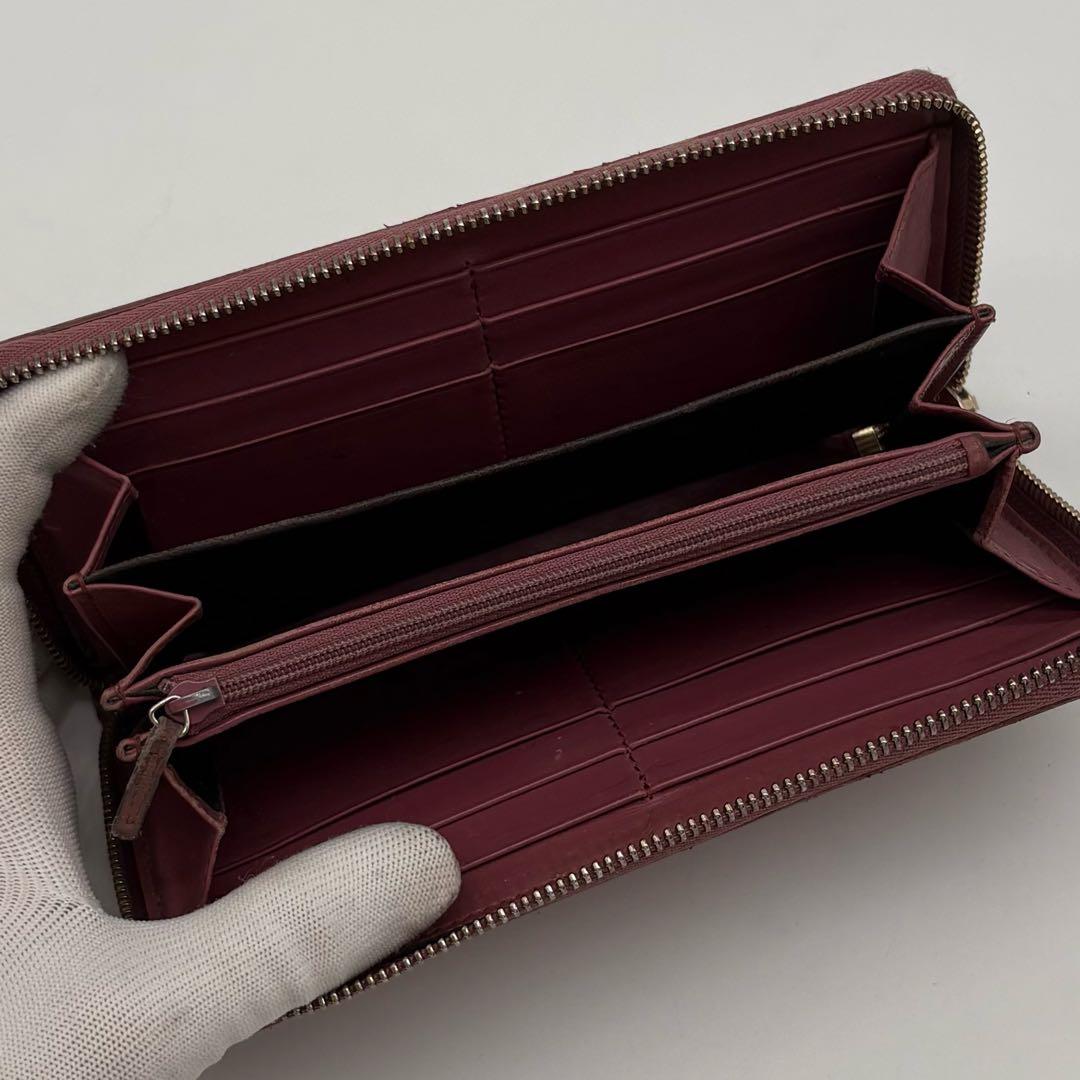 【美品】GUCCI レザー×PVC 長財布 GG総柄 インターロッキング ピンク