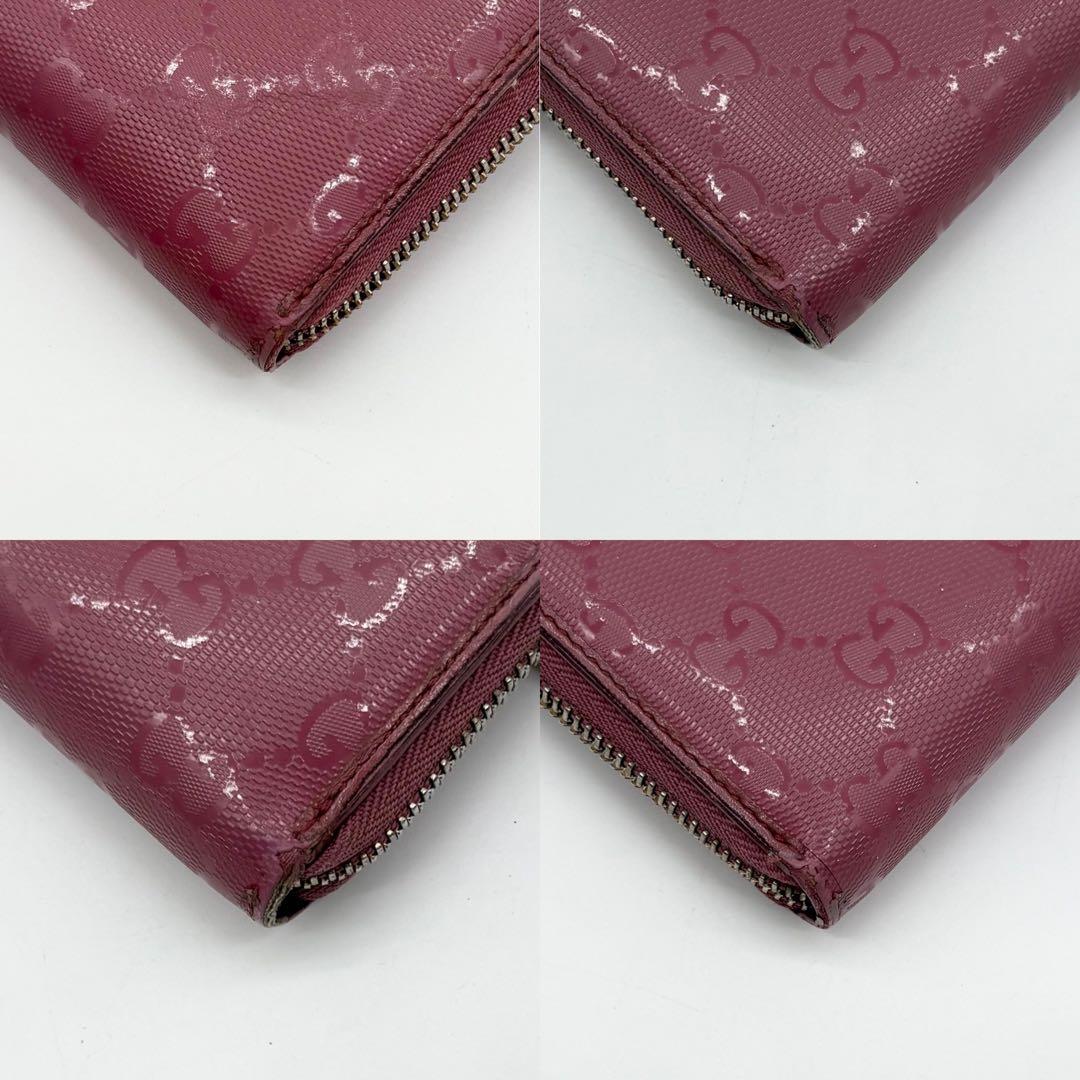 【美品】GUCCI レザー×PVC 長財布 GG総柄 インターロッキング ピンク
