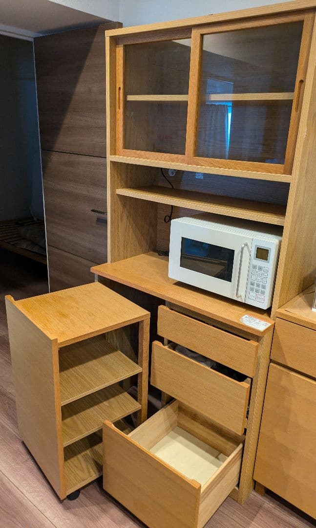 無印良品 食器棚　オーク材カップボード・オープンタイプ　ワゴン別売り　①