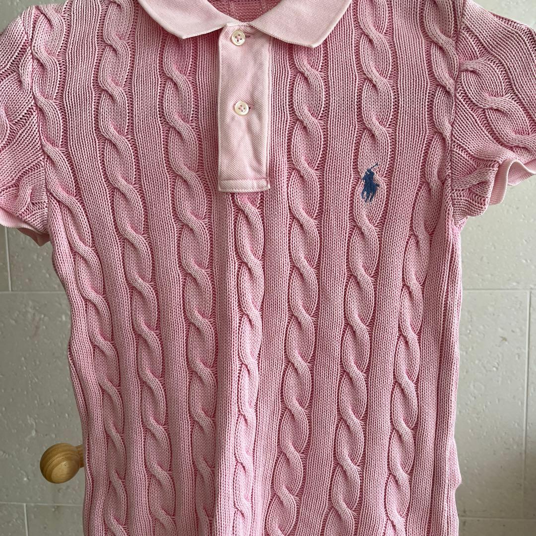 Polo Ralph Lauren ピンク ケーブル編み ポロシャツ S