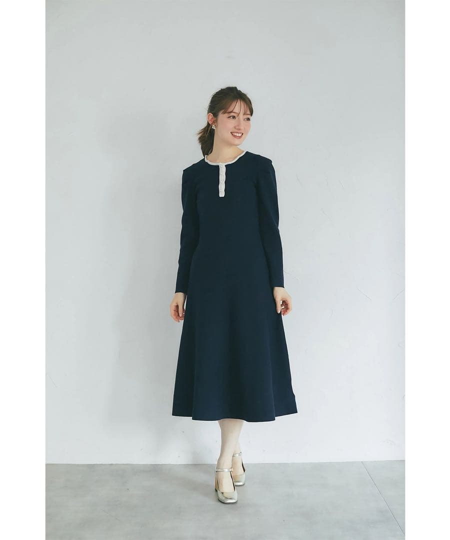 ２ＷＡＹリボンレース襟付きパール釦ニットワンピース　tocco 新品未使用