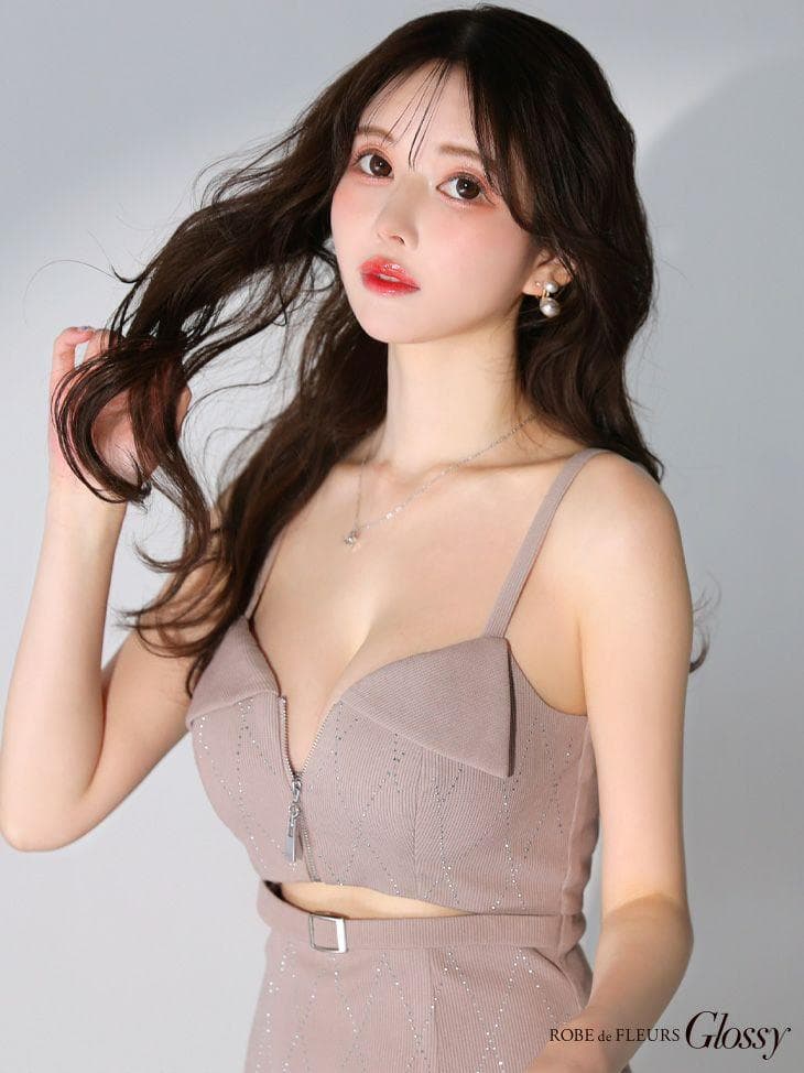 ROBE de FLEURS/ローブドフルール ウエストカットストーンリブニット