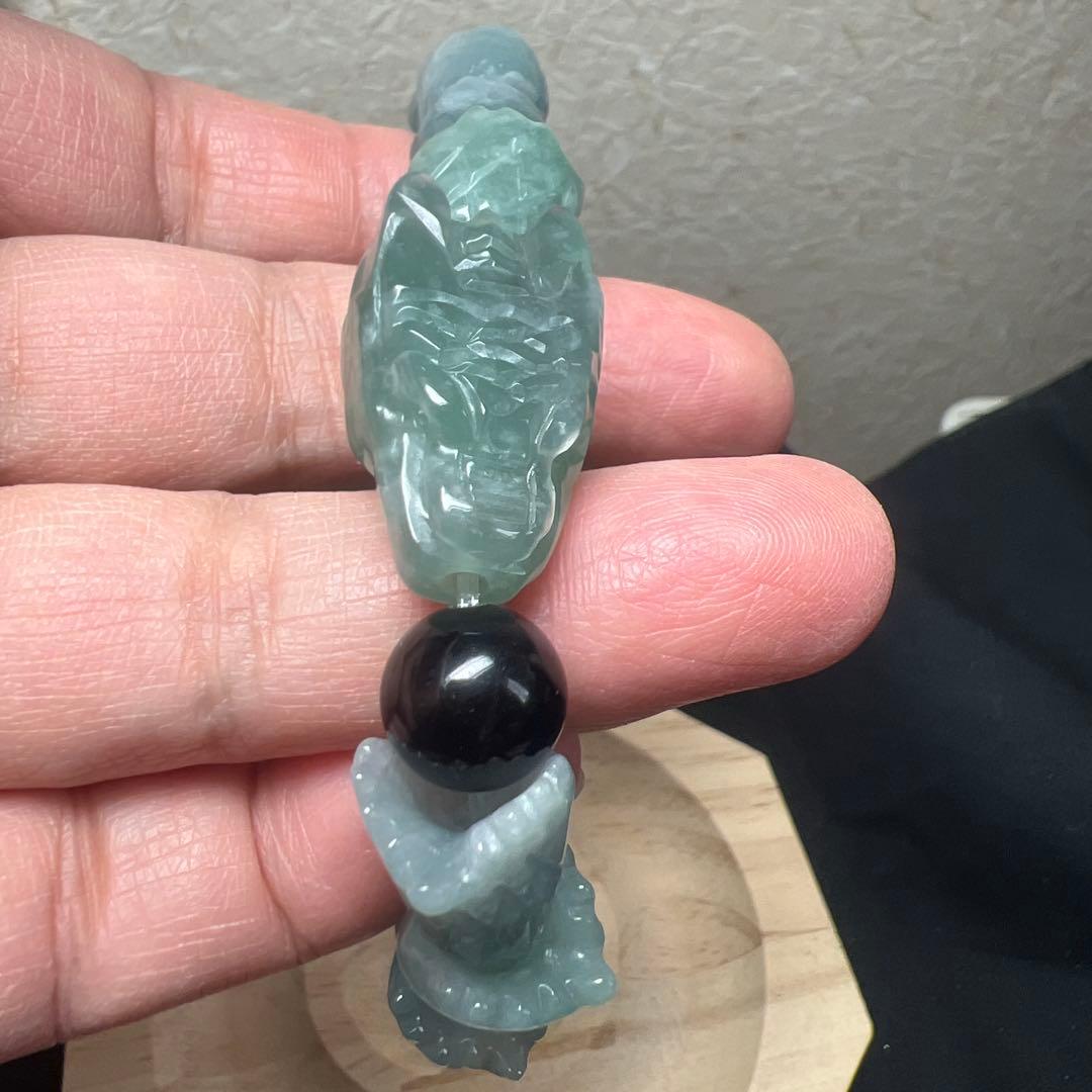 魔除けの王様モリオン黒水晶&全ての繁栄　　翡翠龍神ブレスレット