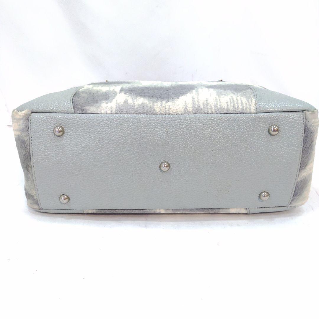 ヴィヴィアン ヤスミン ハンドバッグ レザー×ハラコ 肩掛 水色・グレー系