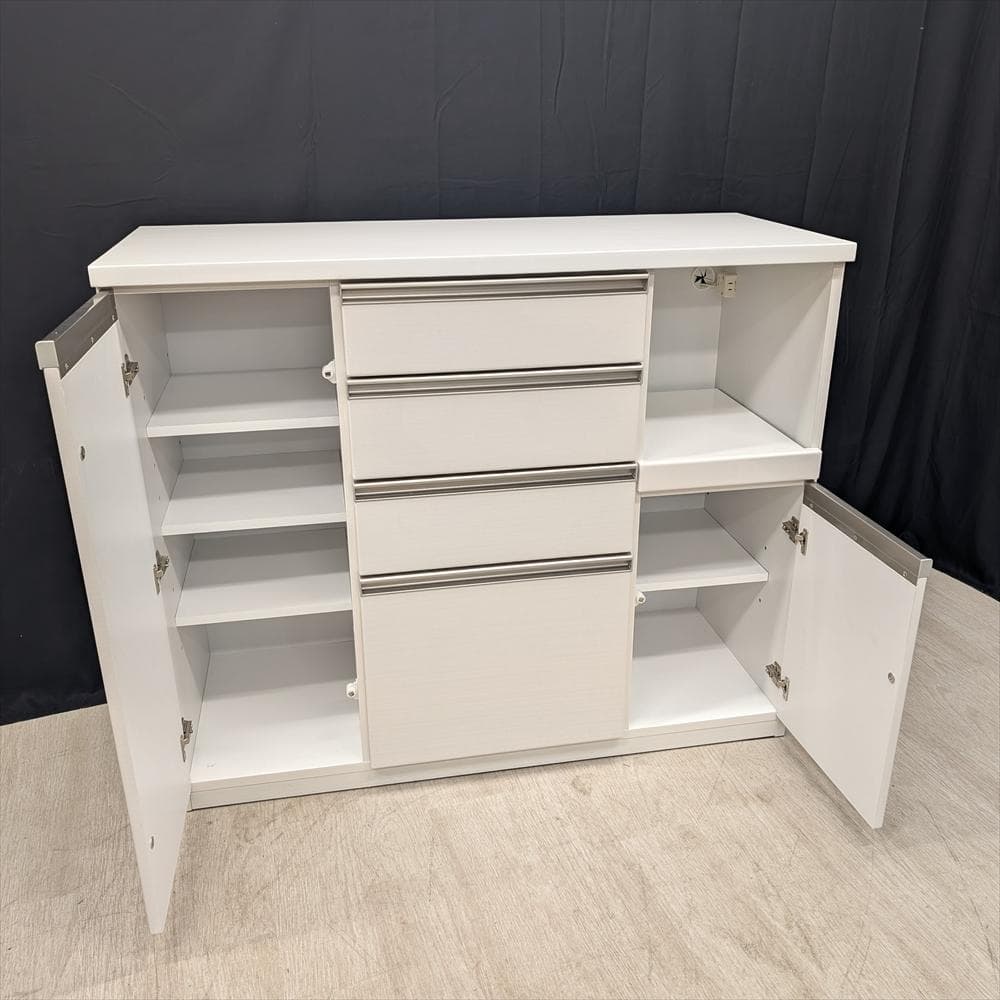 美品　三幸ジャパン　木目調　キッチンカウンター　レンジ台　食器棚　収納庫　作業台