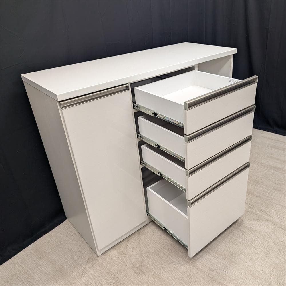 美品　三幸ジャパン　木目調　キッチンカウンター　レンジ台　食器棚　収納庫　作業台