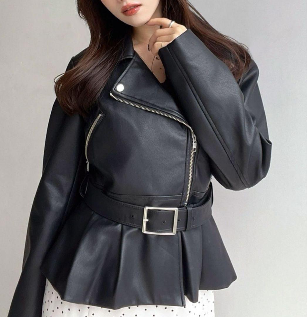 【新品・美品】RESEXXY|ペプラムライダースジャケット