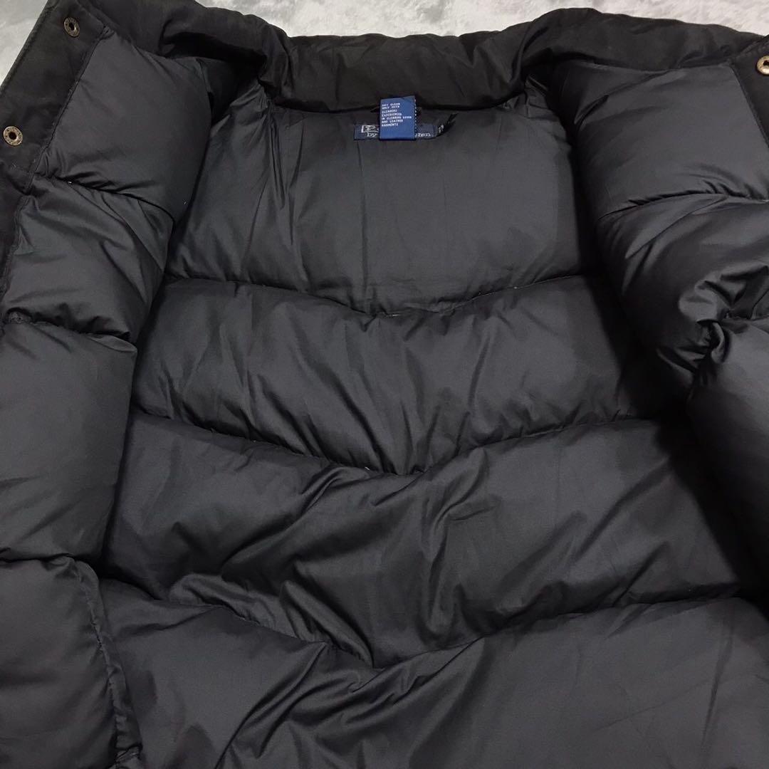 90s POLO ラルフローレン　ビンテージレザーヨークダウンベスト　ロゴ　黒色