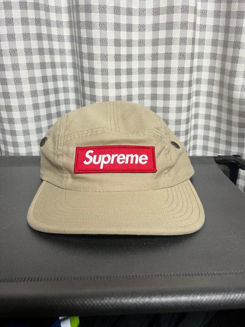 Supreme ベージュ ロゴキャップ　25AW