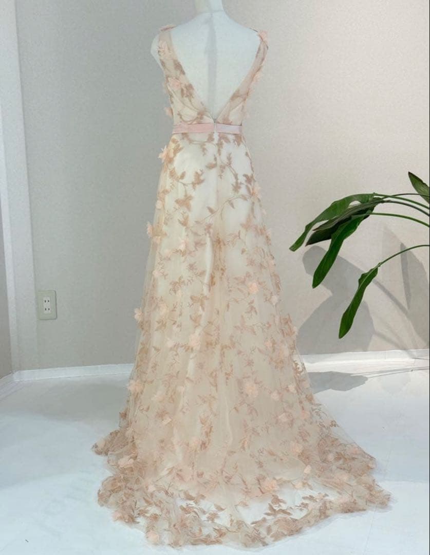 結婚式　演奏会　二次会　ドレス　ピンク　花柄　レース