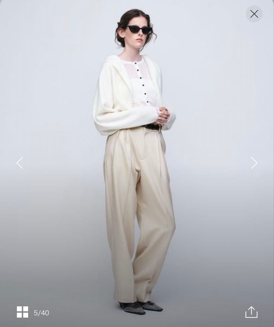 完売品<AEWEN MATOPH>ツイル タック パンツ　オフホワイト