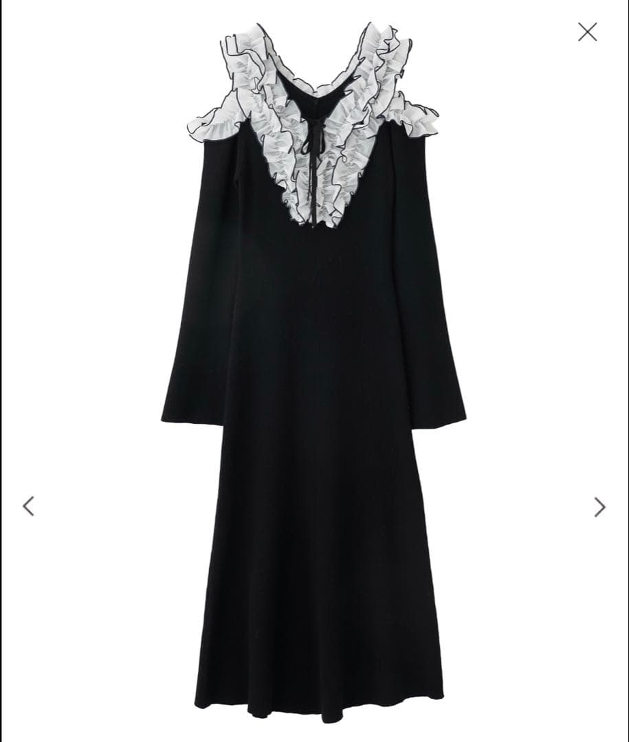 LILLIAN CARAT バイカラーフリルニットワンピース