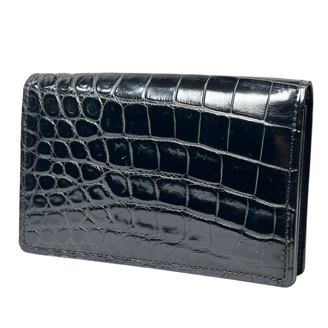 クロコダイル ビジネス用 名刺入れ epoi GANZO 黒 光沢　わに革