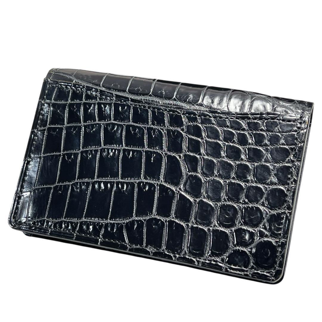 クロコダイル ビジネス用 名刺入れ epoi GANZO 黒 光沢　わに革
