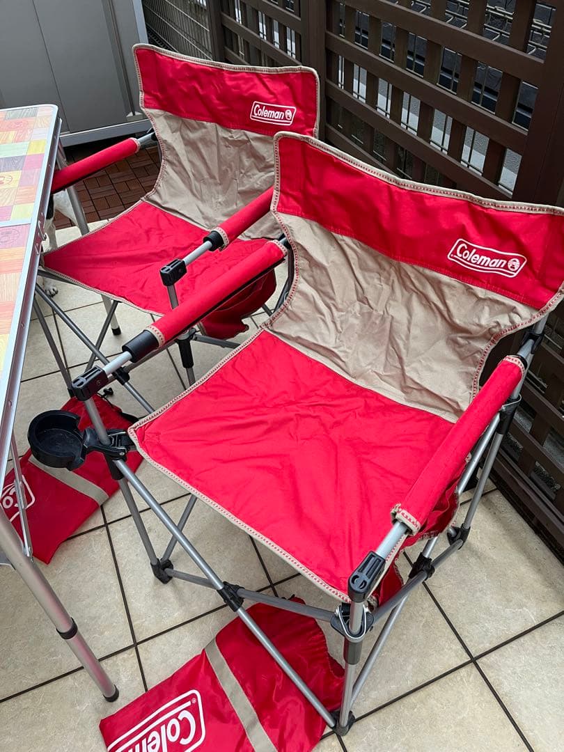 H-R-NColeman アウトドアチェア2脚とテーブルセット&ワゴン