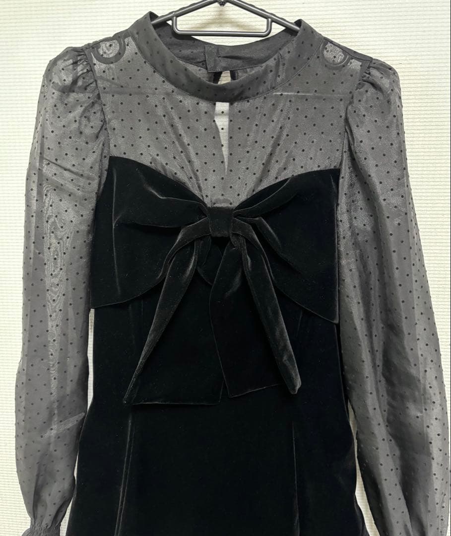 ナイスクラップ ベロアリボンロングワンピース