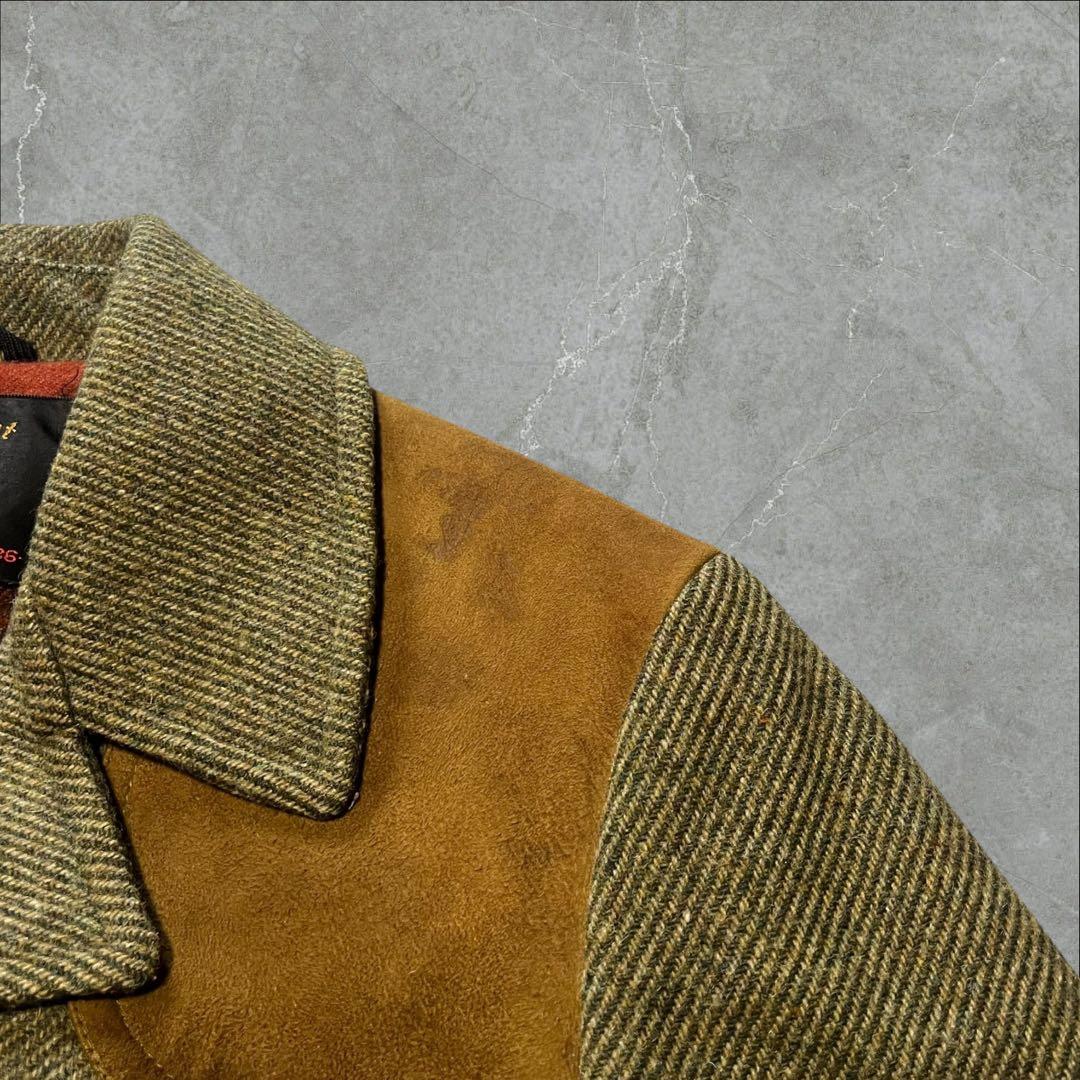 70s80sWeatherCoatウールツイードハンティングジャケットUSA生地