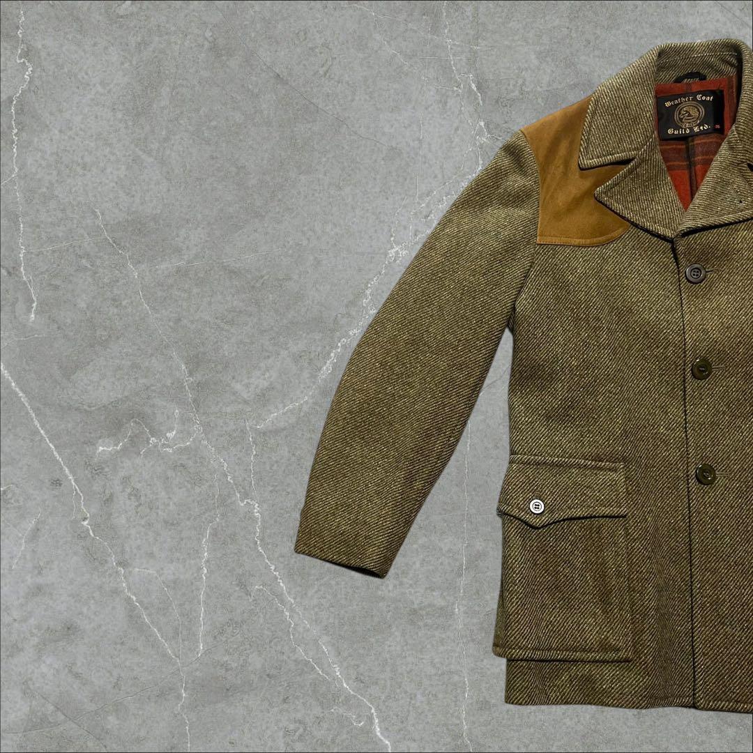 70s80sWeatherCoatウールツイードハンティングジャケットUSA生地
