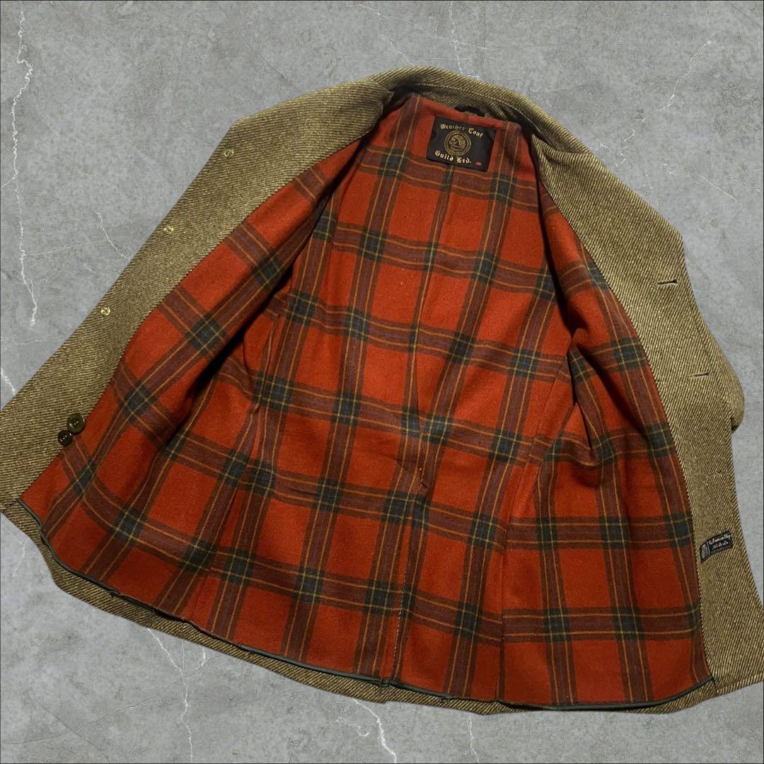 70s80sWeatherCoatウールツイードハンティングジャケットUSA生地