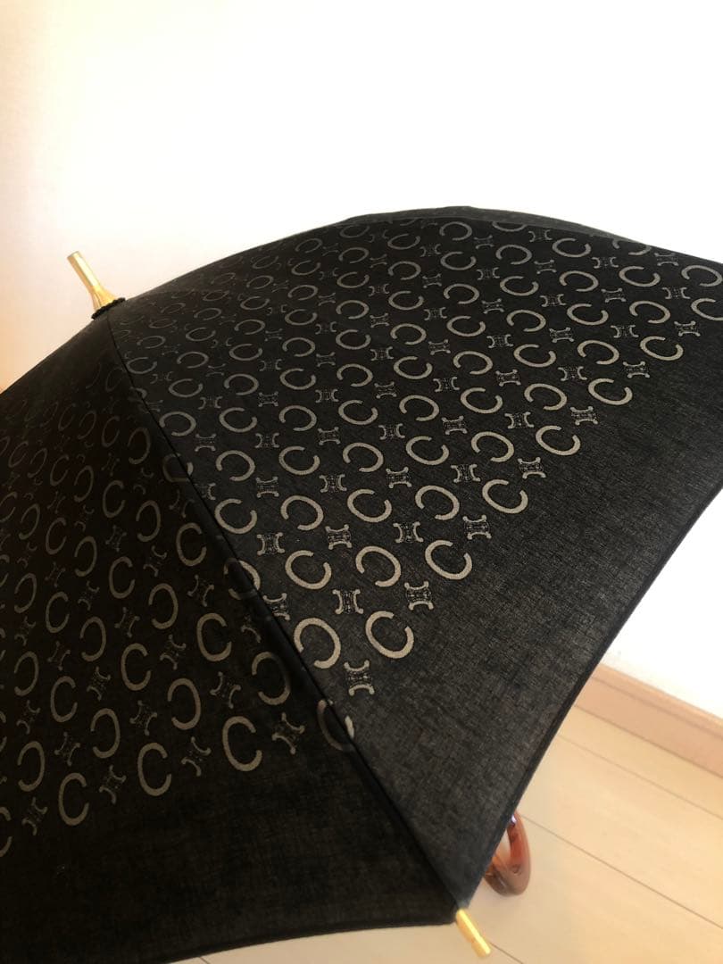 CELINE セリーヌ 日傘Cマカダム　トリオンフ総柄　黒
