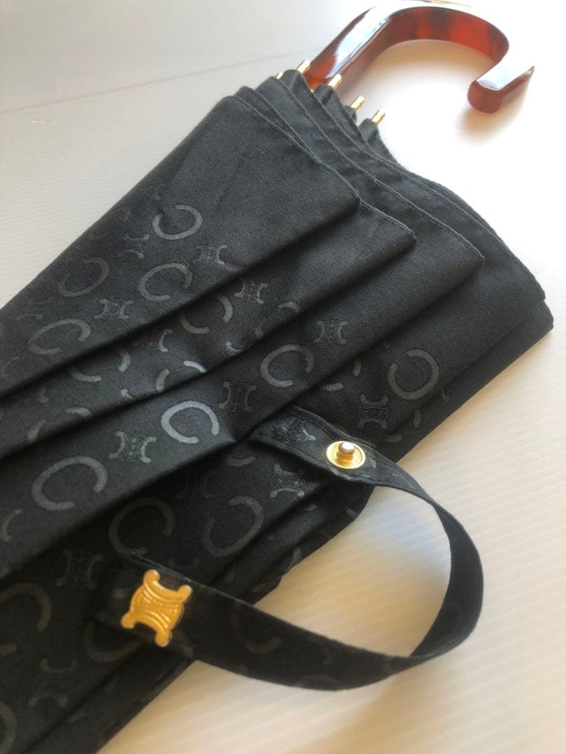 CELINE セリーヌ 日傘Cマカダム　トリオンフ総柄　黒