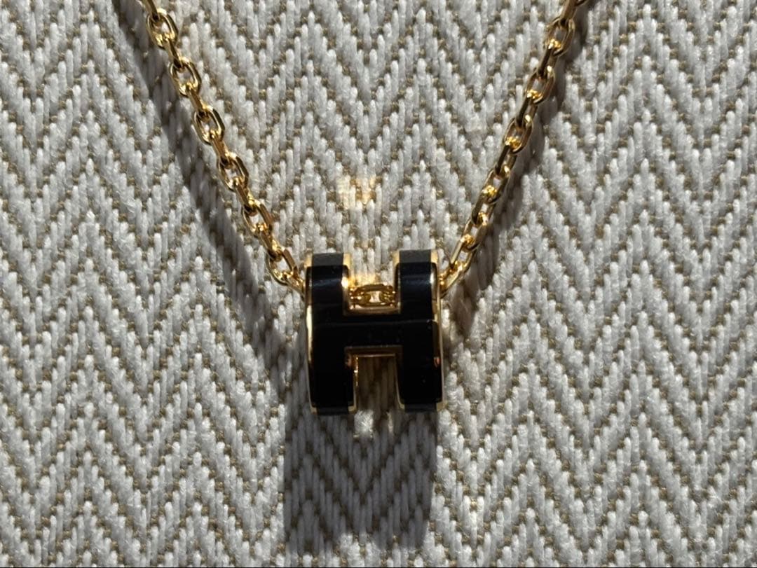 HERMES ミニポップアッシュ Hロゴ ペンダント チェーン ネックレス