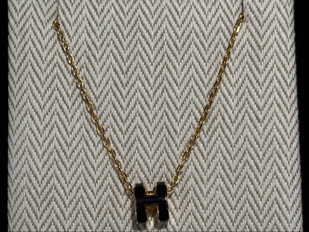 HERMES ミニポップアッシュ Hロゴ ペンダント チェーン ネックレス