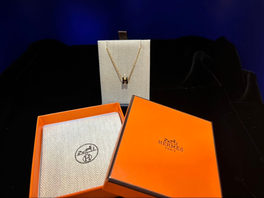 HERMES ミニポップアッシュ Hロゴ ペンダント チェーン ネックレス